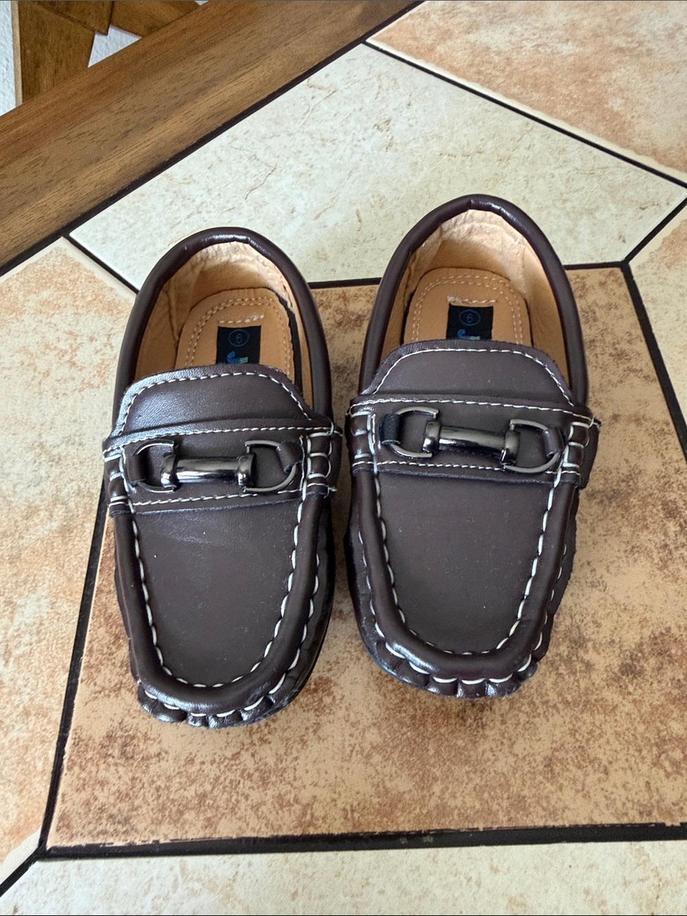 Josmo Boys Brown Moccasin Loafers with Bit Accent